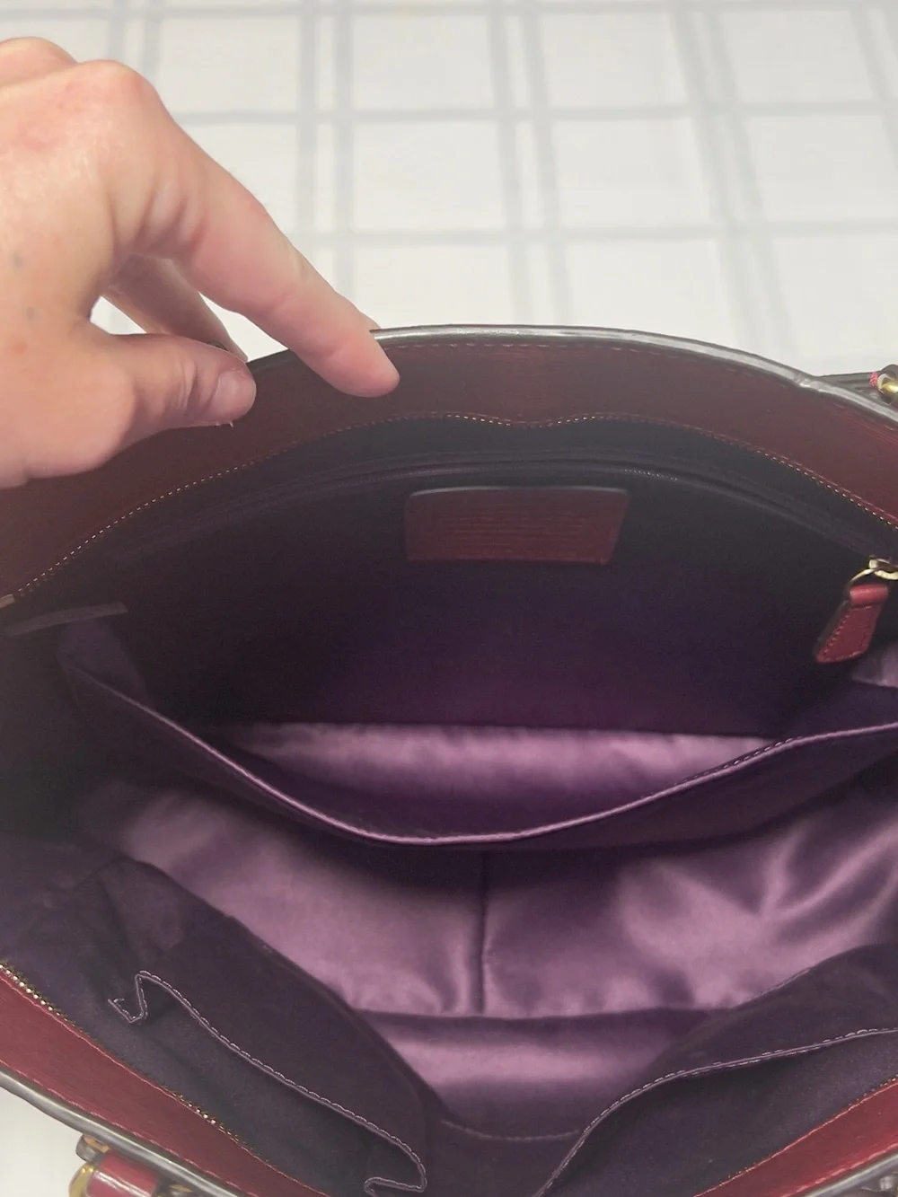 Coach Cherry Red Leather Tote with Gold Hardware